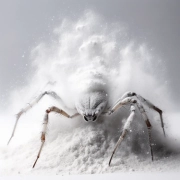 Spider on crack playing in powder.