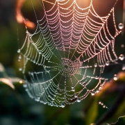 Spider web in the morning dew.