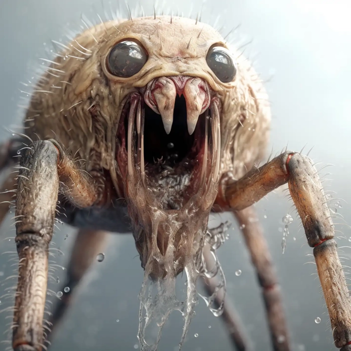 Two fanged spider shown up-close.